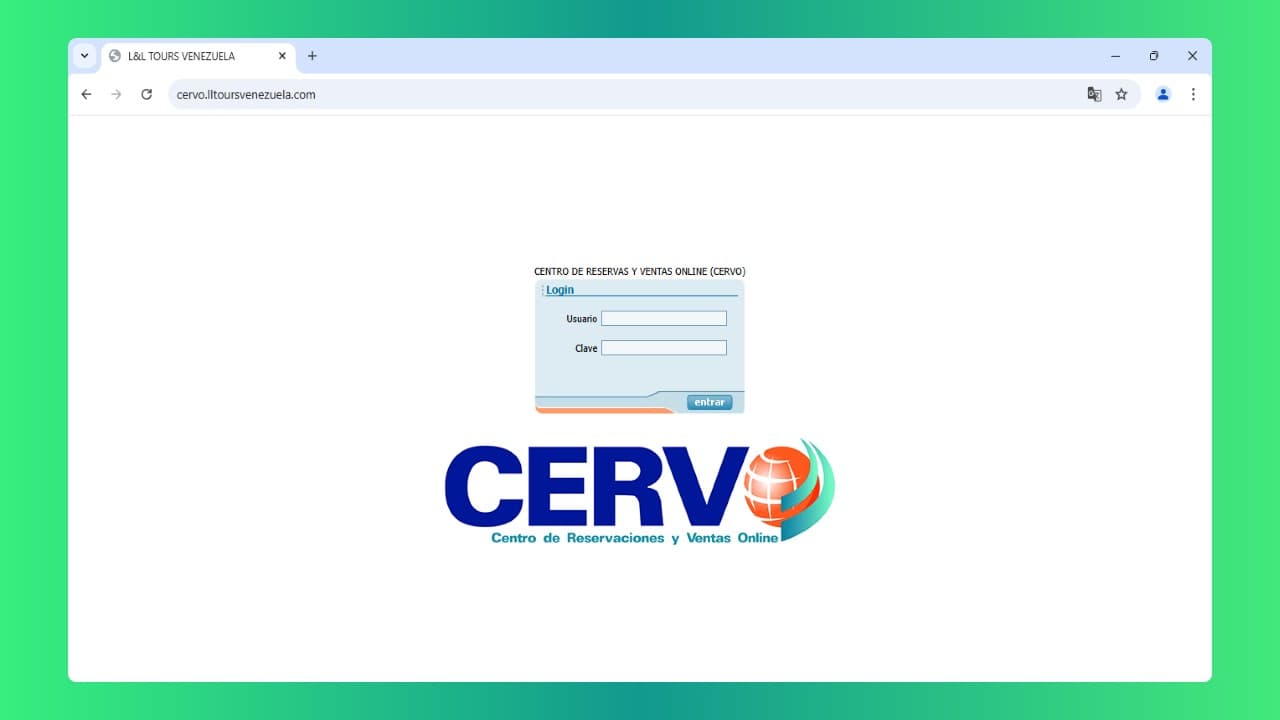Pagina de inicio de sesion de CERVO legacy