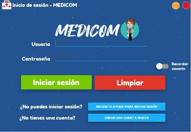 Pagina de inicio de sesion de medicom